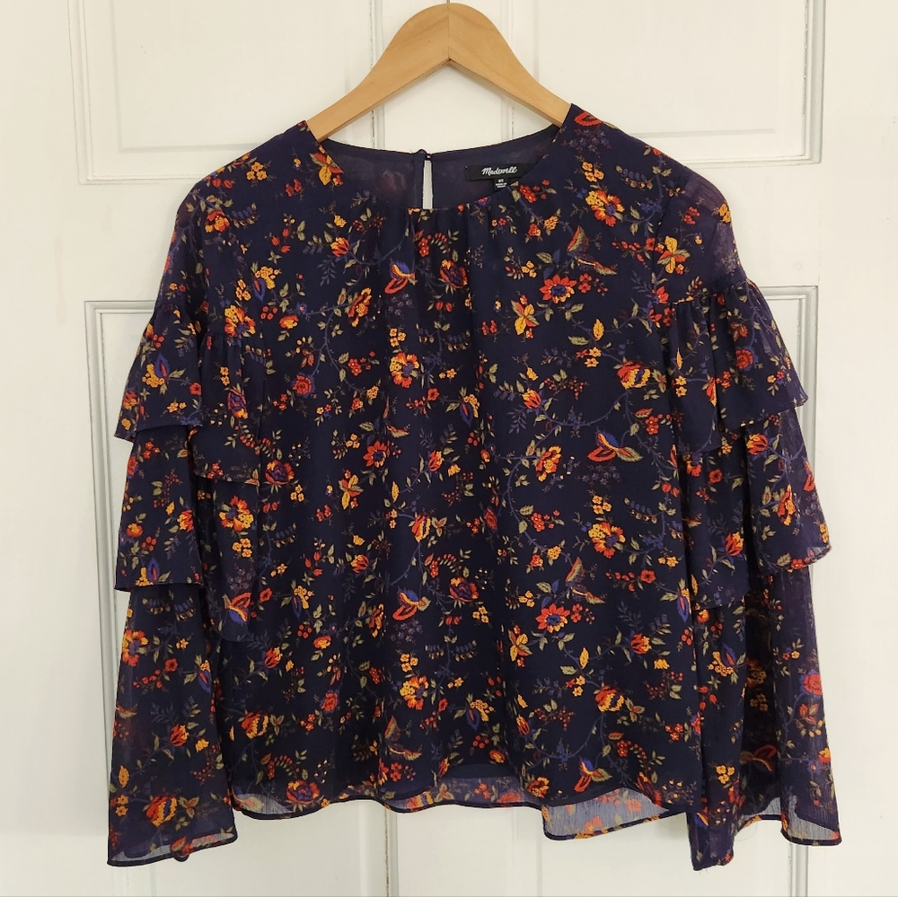 Madewell Ruffle-Sleeve Top in Climbing Vine - Picture 2 of 6